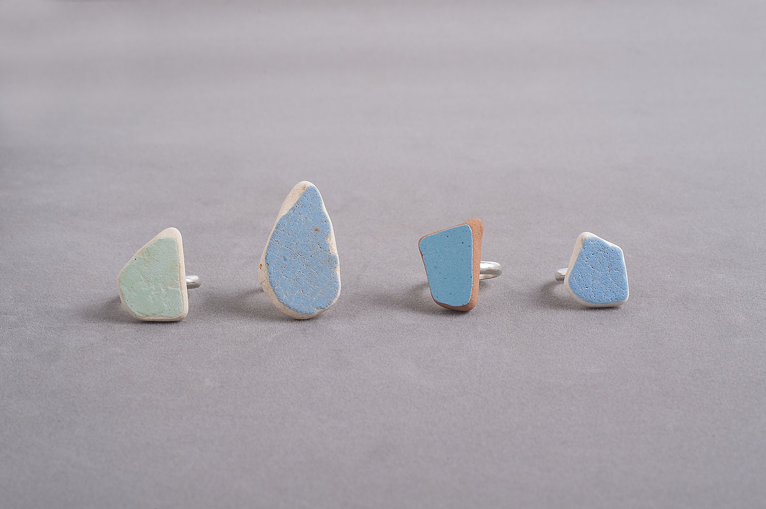 Made to Order // Light Blue colors // One Off Rings collection // Construction Waste // ceramic stone // silver ring