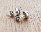 Sterling Silver Pyrite Stud Earrings / everyday jewelry / simple, shiny, dark black/gray metallic gemstone earrings / modern minimal jewelry