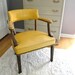Vintage Executive Desk Arm Chair Mid Century Office Seating Study Retro Mustard Brass Studded 1970s Eclectic