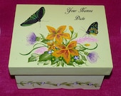 Hand Painted Keepsake Box Jewelry Box Wood Wedding Box Organizer Bridesmaid Box Custom Personalized Home Decor Wildflower