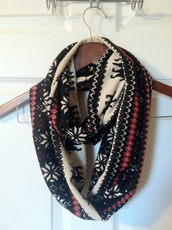 Fair Isle Jersey Knit Infinity Scarf by MichelleBollman on Etsy