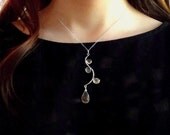 Strawberry Quartz, Copper Rutilated Quartz & Sterling Silver Leaves on a Branch Necklace