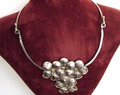 Sterling Mid Century Modern hand wrought flower necklace signed 1970's 25 grams