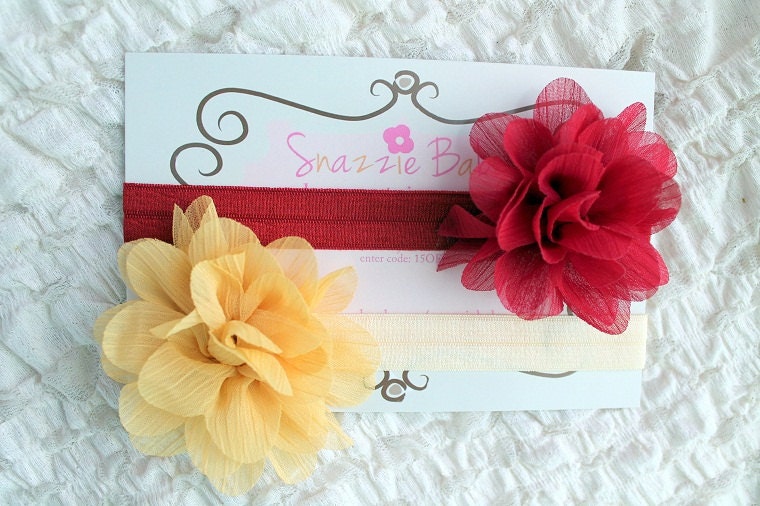 Baby Headband set..baby headband set..baby girl headband, set of 2 flower headband  Girl Headband- baby flower headband- photo props