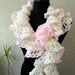 CROCHET RUFFLE SCARF, Unique Ruffled Crochet Scarf "Winter Honeymoon" With Crochet Carnation Flower, Lyubava Crochet Design