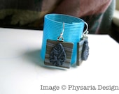Earrings from Polymer Clay Tiles Blue Purple Moody