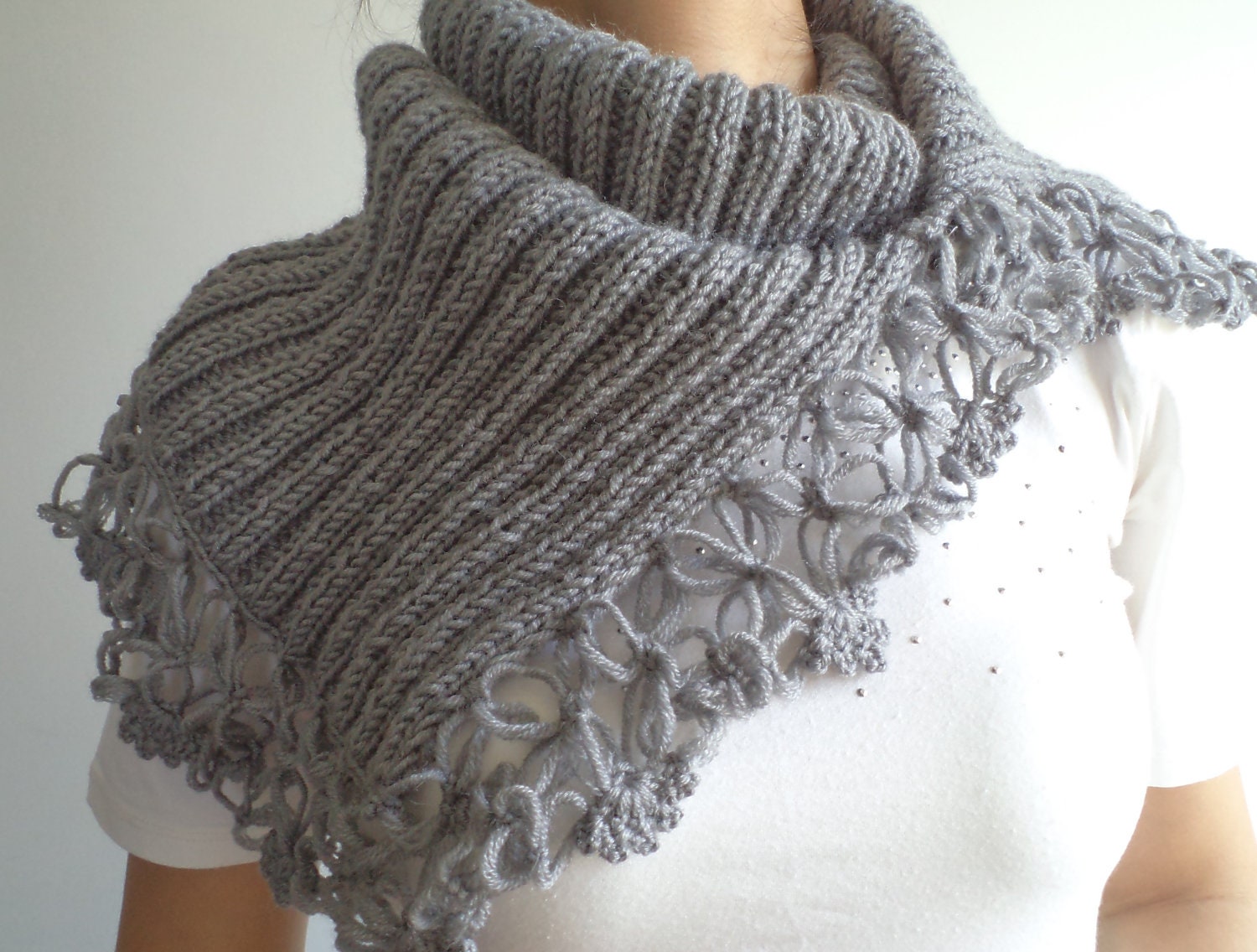 mom gifts, Wool Grey Cowl, Cowl, Women neck warmer, Capelet, scarf, scarves, Wool Cowl. Women accessories.