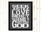 Seek Justice Printable Art Digital Download Scripture Subway Art Typography Courageous Lyrics 8x10 PDF