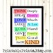 Think Deeply Speak Gently Inspirational Quote Digital Download Word Art Printable PDF JPG File Printable