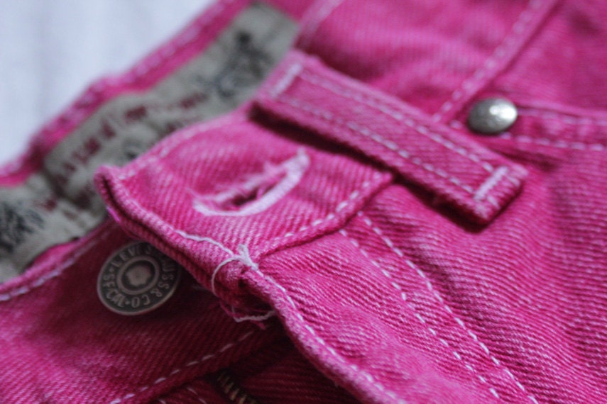 Hot pink high waist denim shorts