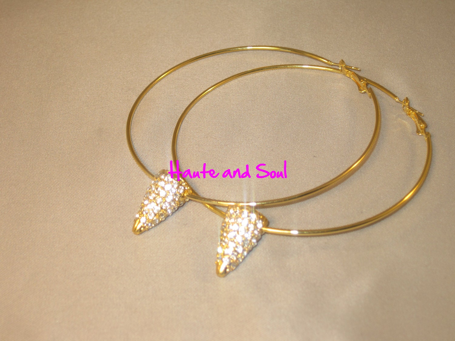 New Gold Crystal Spike Hoop Earrings Basketball Wives Love and Hip Hop inspired