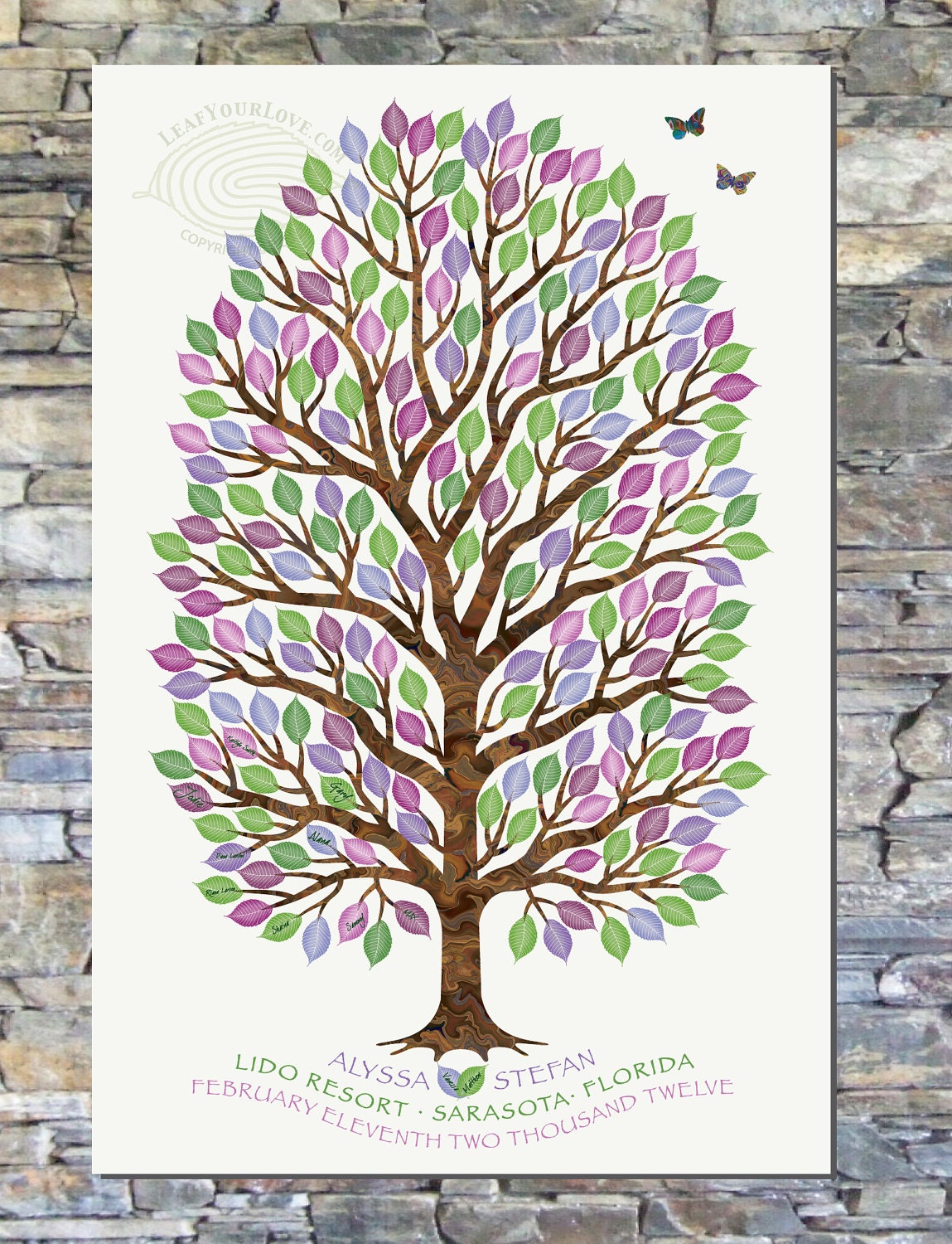 Sweet 16 (Sixteen) / Quinceañera Gift - Thumbprint Tree Canvas Guest Book Art & Signature Board