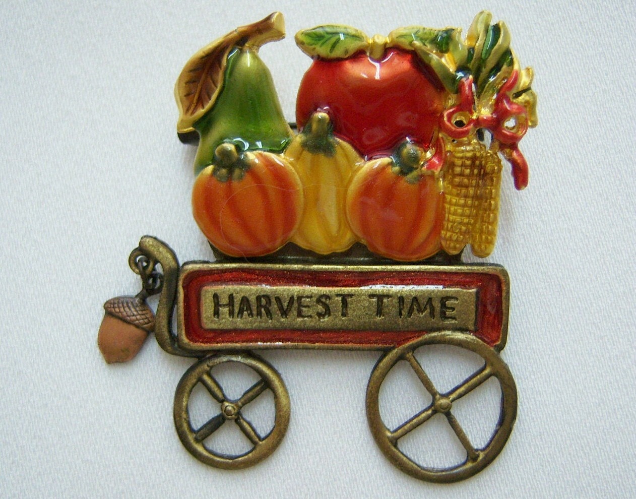 Harvest season autumn wagon enamel metal pin with KC mark