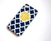 iPhone 5 or 4/4s Case - Custom Navy Tile, Monogrammed