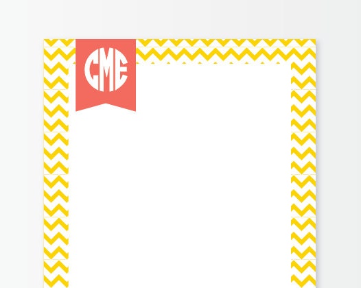 Personalized Yellow Chevron Notepad