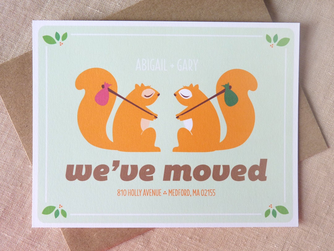 Personalized Moving Announcement / Squirrel Stationery / New Home