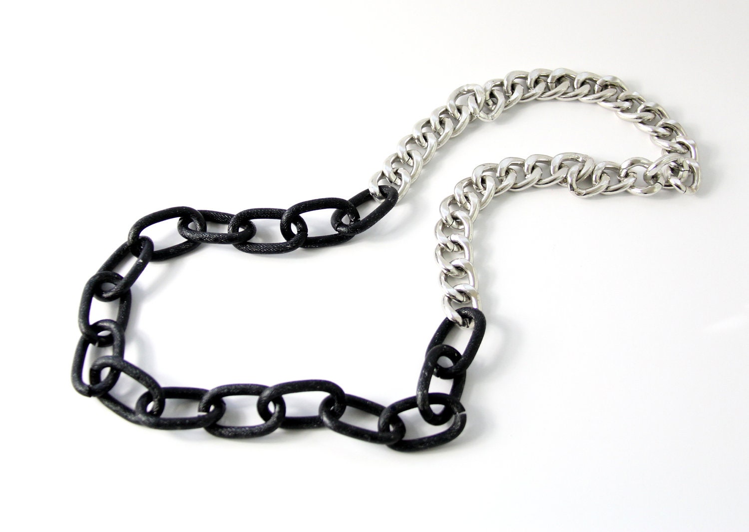Chunky Black & Silver Chain Necklace, Chain Link Necklace: Carina Noir
