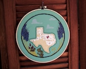 Texas Love Embroidered and Appliqued Wall Hanging