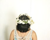 1950s Floral Half Hat / Cream / Autumn Hat  / Woodland / Roses and Rosebuds / For Her / Wedding