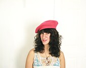 Vintage Beret / Hot Pink / Felt Hat / For Her / Under 15 / Winter Hat