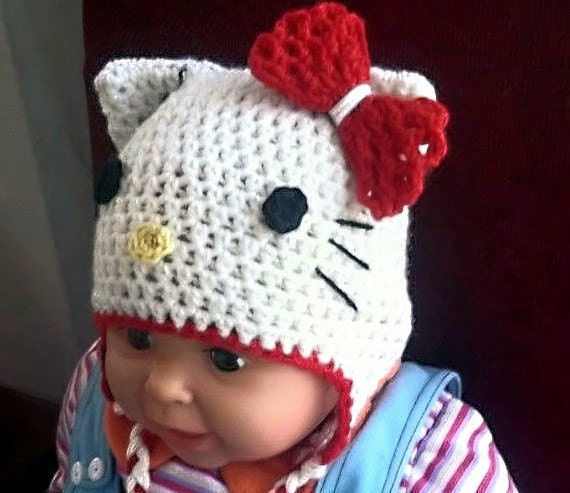 CROCHET PATTERN  Miss Kitty Hat, All sizes Included - Newborn to Adult (Pdf file)