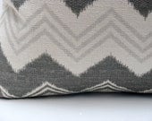 Gray Pillow Covers.Missoni Pillow. Gray Chevron Pillow. Burlap ONE 16x16 Dark Gray Pillow Missoni Pillow Cover Printed Fabric both sides