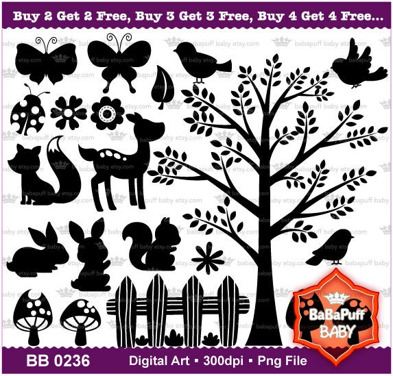Buy 2 Get 2 Free ---- Jungle Animals Set 1 ---- Personal and Small Commercial Use ---- BB 0236
