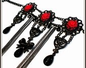 50% HALF OFF Red Rose Black Cameo Choker Necklace