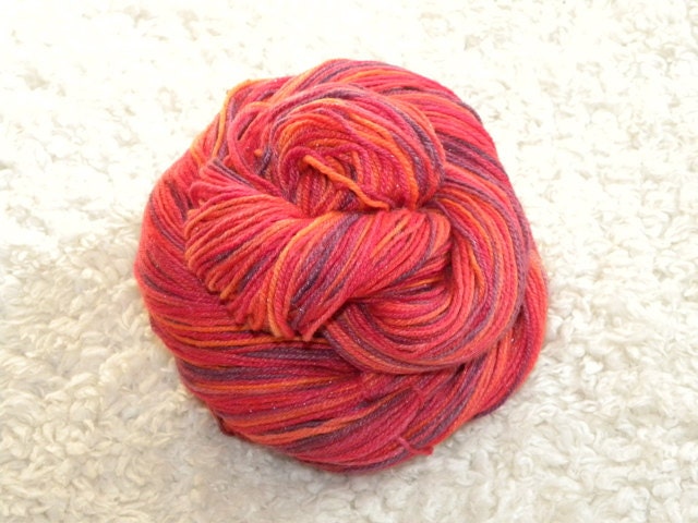 Sparkly Fingering/Sock weight, Superwash Merino Wool/ Silk/ Nylon/ Silver Poly, 420 yards/100g- 'Ring Pop'