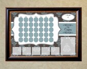 Personalized Wall Calendar - Dry Erase -  24 x 36 Print - Damask Pattern