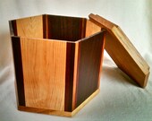 Wooden Six Sided Box with Maple, Cherry, Purple Heart and Walnut handmade by Father on the Mountain
