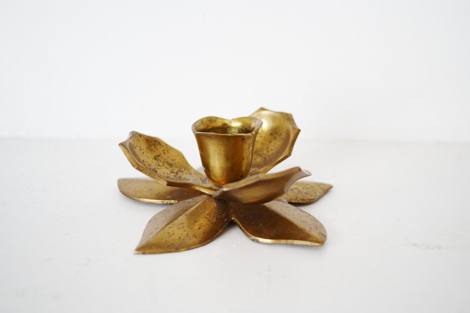 Vintage Brass Lotus Candleholder
