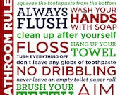Bathroom Rules Shower Curtain 72x72