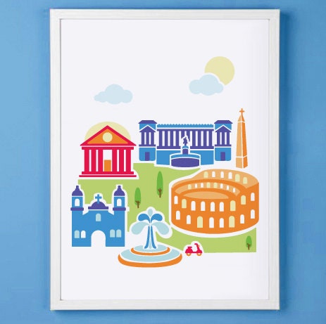Rome Italy Art Print for Nursery or Children's Room Decor