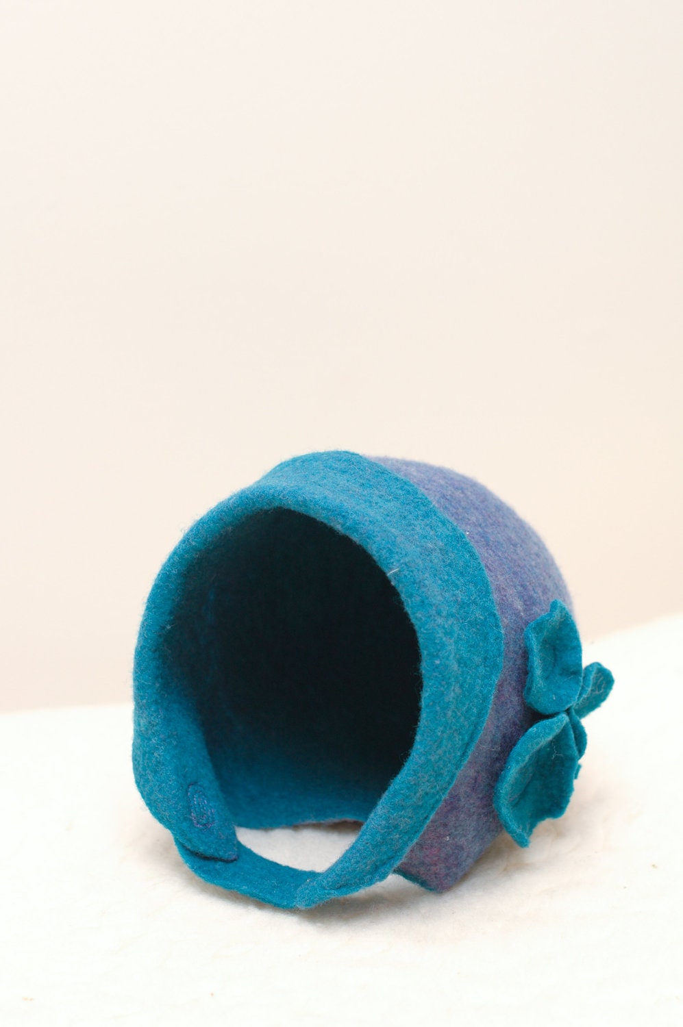 Toddler child felted purple & blue merino wool sweetheart hat