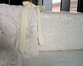 Crib Bumper with Minky: Oatmeal & Cream Luxe Cotton, Custom Made to Order