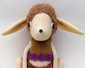 Sheepy Creature - Woollen body with felt ears and boots - wearing woollen top and velour pants.