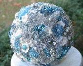Something blue Brooch Bouquet. Deposit on a made to order bouquet. Please read description below the picture