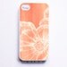 iPhone 4 Case Wood Grain Floral Coral Poppy