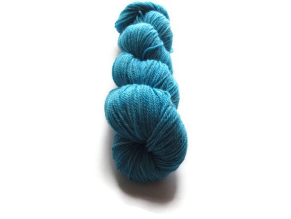 On Sale Hand Dyed Sock Yarn, Turquoise Blue, Superwash Bamboo Nylon