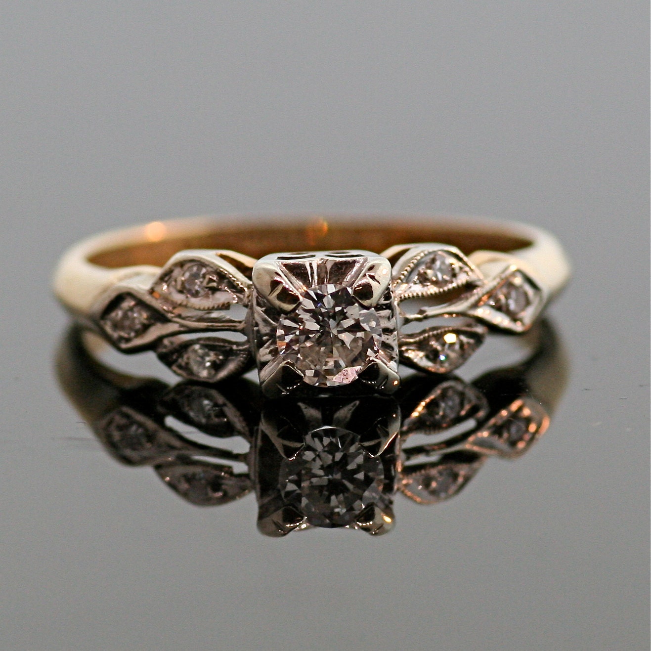 Antique Engagement Ring - 14k and 18k Gold