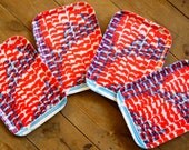 Pink & Blue Wooden Breakfast Tray - Family Set Of Four