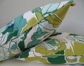 Decorative Pillow Cover Custom Size Designer Cotton Fabric Chartreuse Color Floral Modern Contemporary Handmade