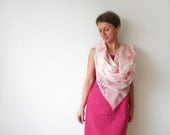 Women silk scarf Hand painted Pastel fashion Coral red pink roses