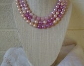 Vintage 50's POP BEADS Purple Lavender Pink Pearl Necklace & Bracelet Combo