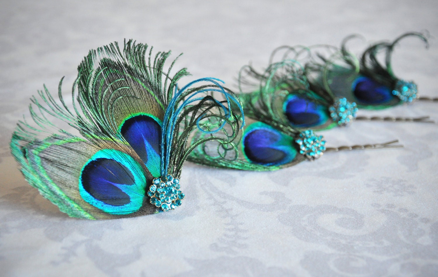 Peacock Feather Hair Accessories, Turquoise Bridal Hair clip, Bridesmaid Gift, Bridesmaid Hair, Bridesmaid Gift Sets, Blue, Something Blue