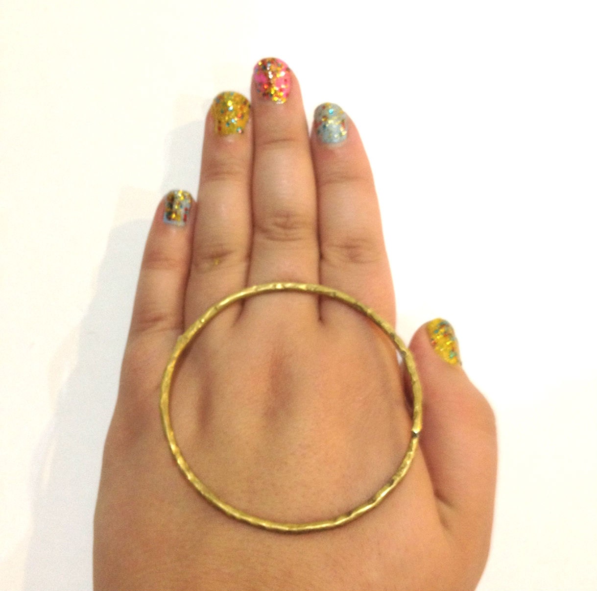 Three Finger Ring / Circle / Large Statement Ring