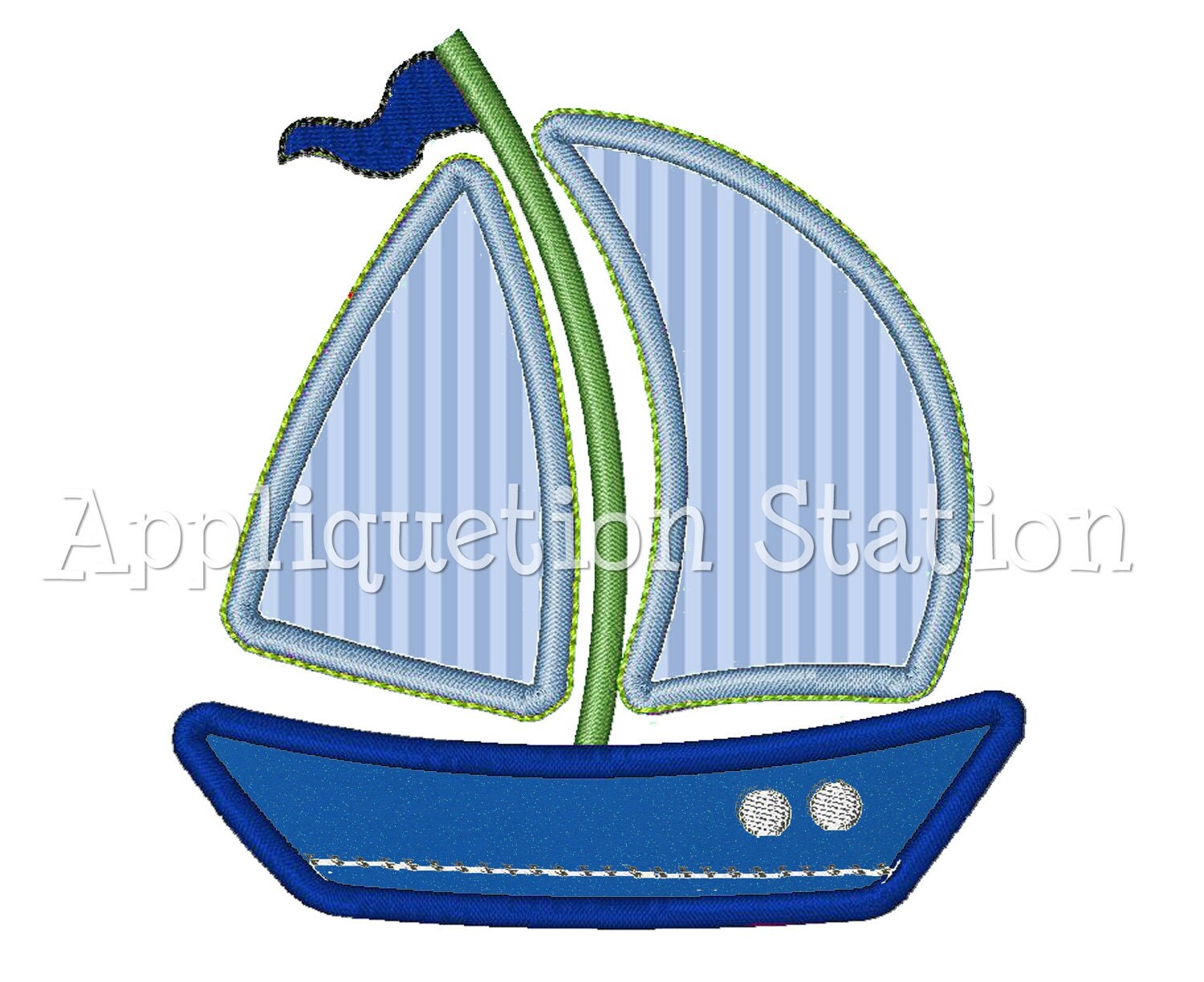 Sailboat w Trim Applique Machine Embroidery by AppliquetionStation