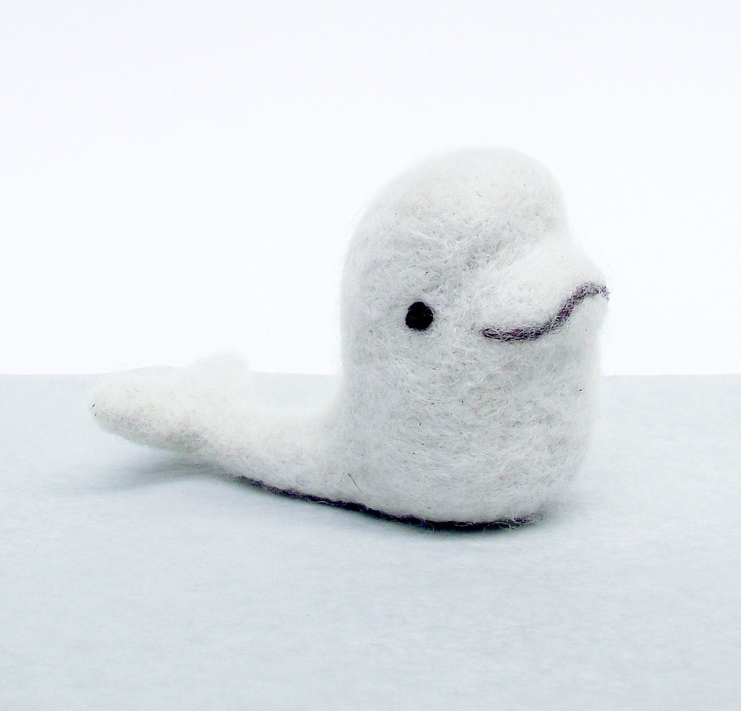 Ready to ship - White whale - needle felted whale - beluga whale - desktop companion