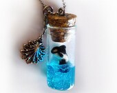 Orca whale in a bottle necklace, vial pendant, ocean in a bottle pendant